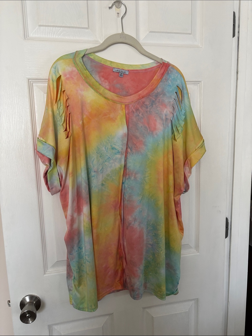 white birch Tie-Dye Short Sleeve Top - Yellow, Pink, Blue